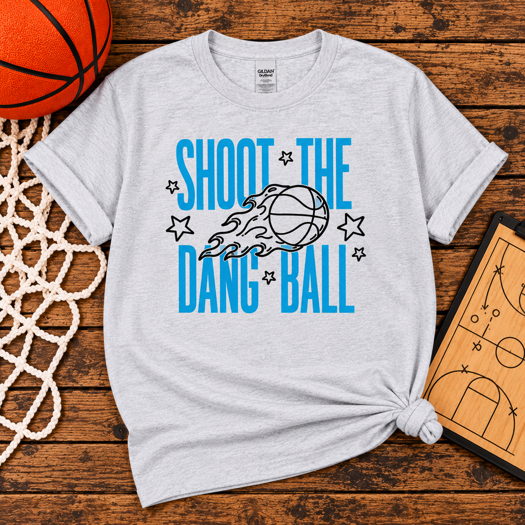 Shoot the Dang Ball – Flaming Basketball Tee & Sweatshirt