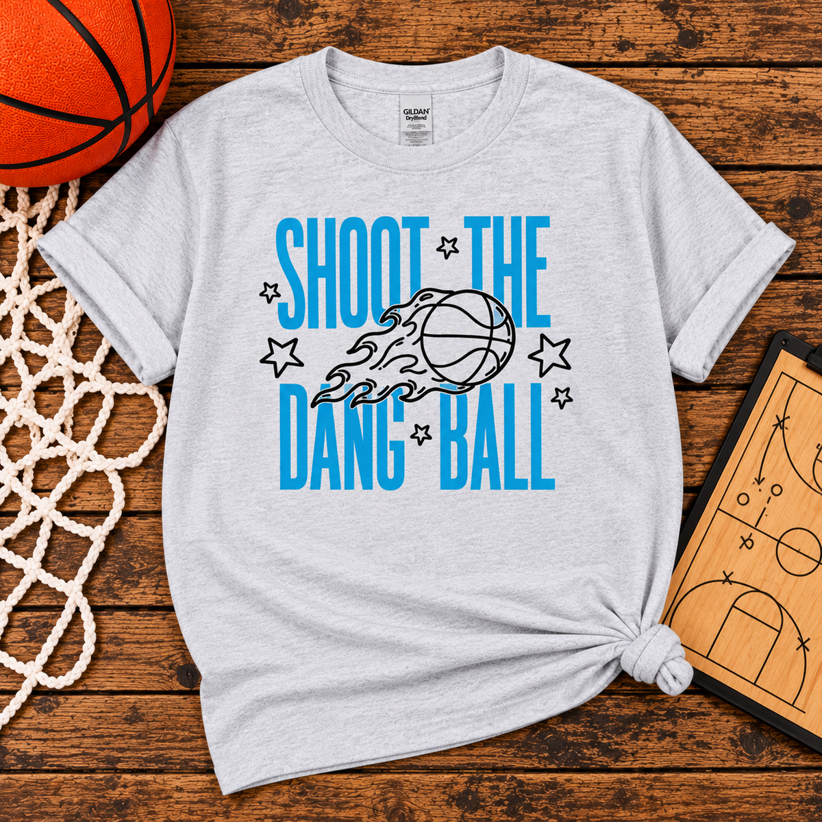 Shoot the Dang Ball – Flaming Basketball Tee & Sweatshirt