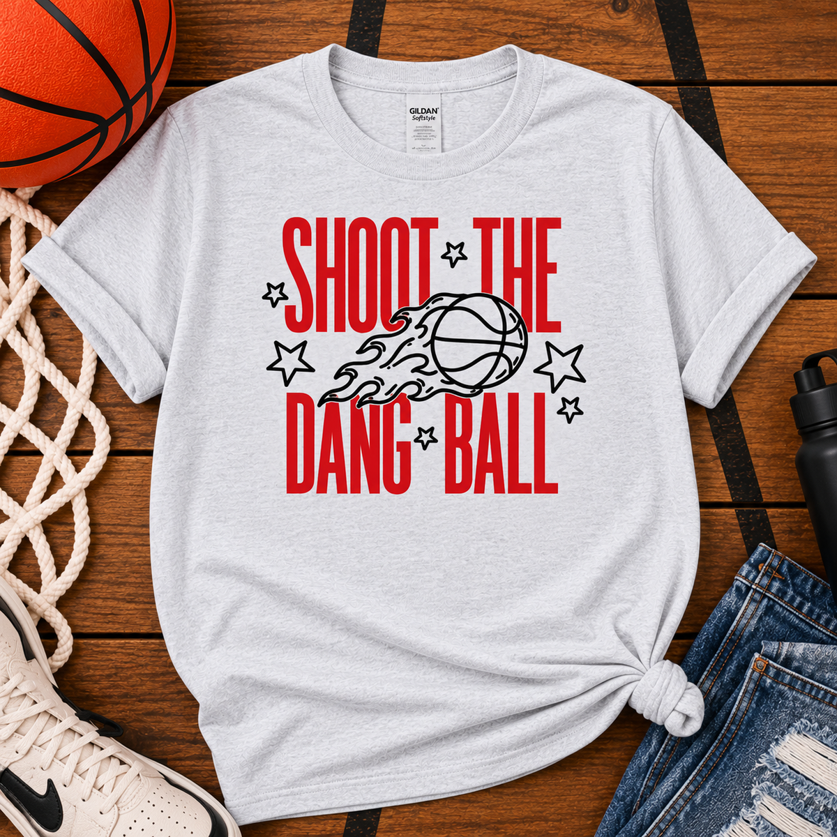 Shoot the Dang Ball – Flaming Basketball Tee & Sweatshirt