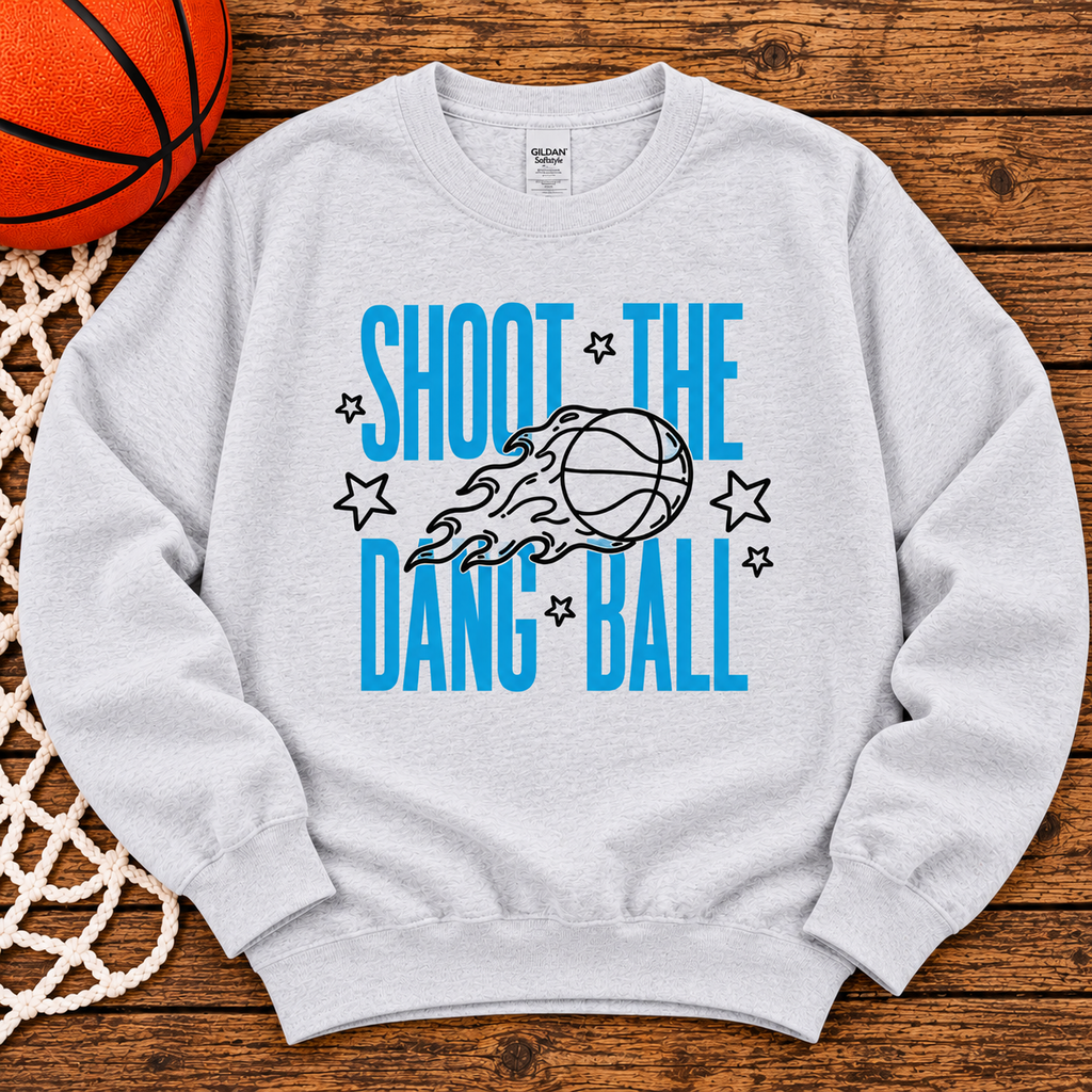 Shoot the Dang Ball – Flaming Basketball Tee & Sweatshirt