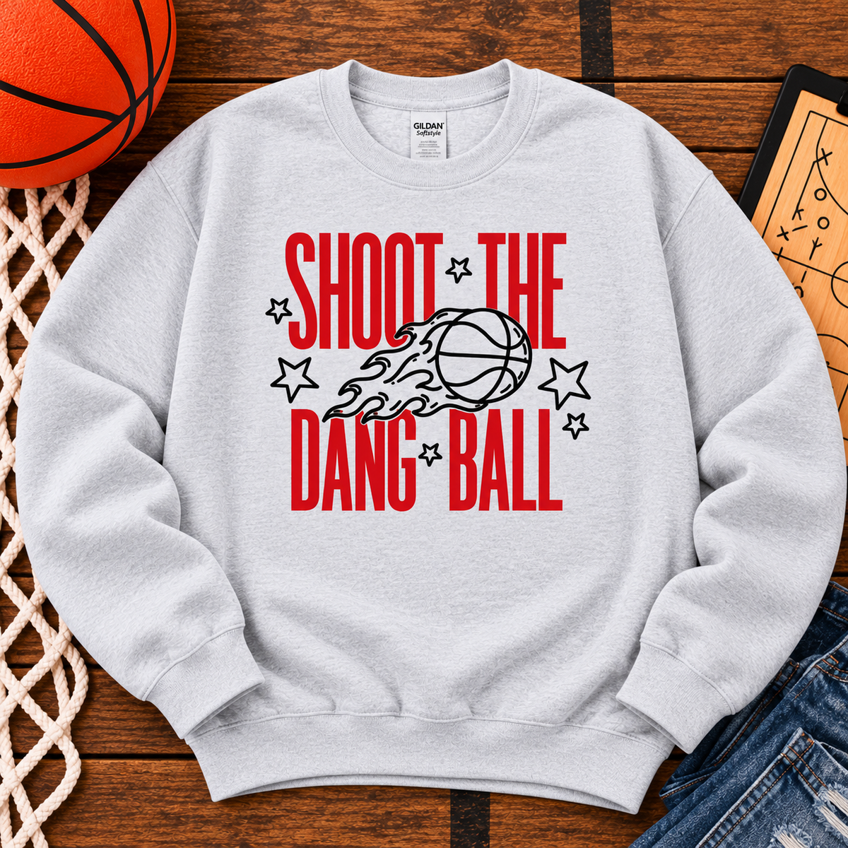 Shoot the Dang Ball – Flaming Basketball Tee & Sweatshirt